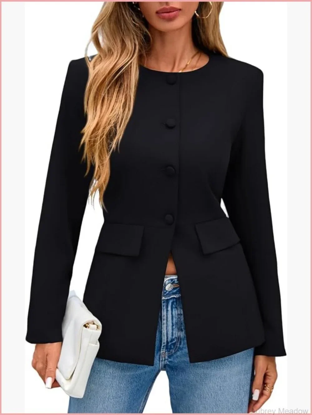 Women's Long Sleeve Blazer Button Down Suit Jacket Work Office